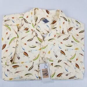 Maden Wear Uncle Fu Shirt Men’s XL Beige Fishing Lure NWT Short Sleeve Retro